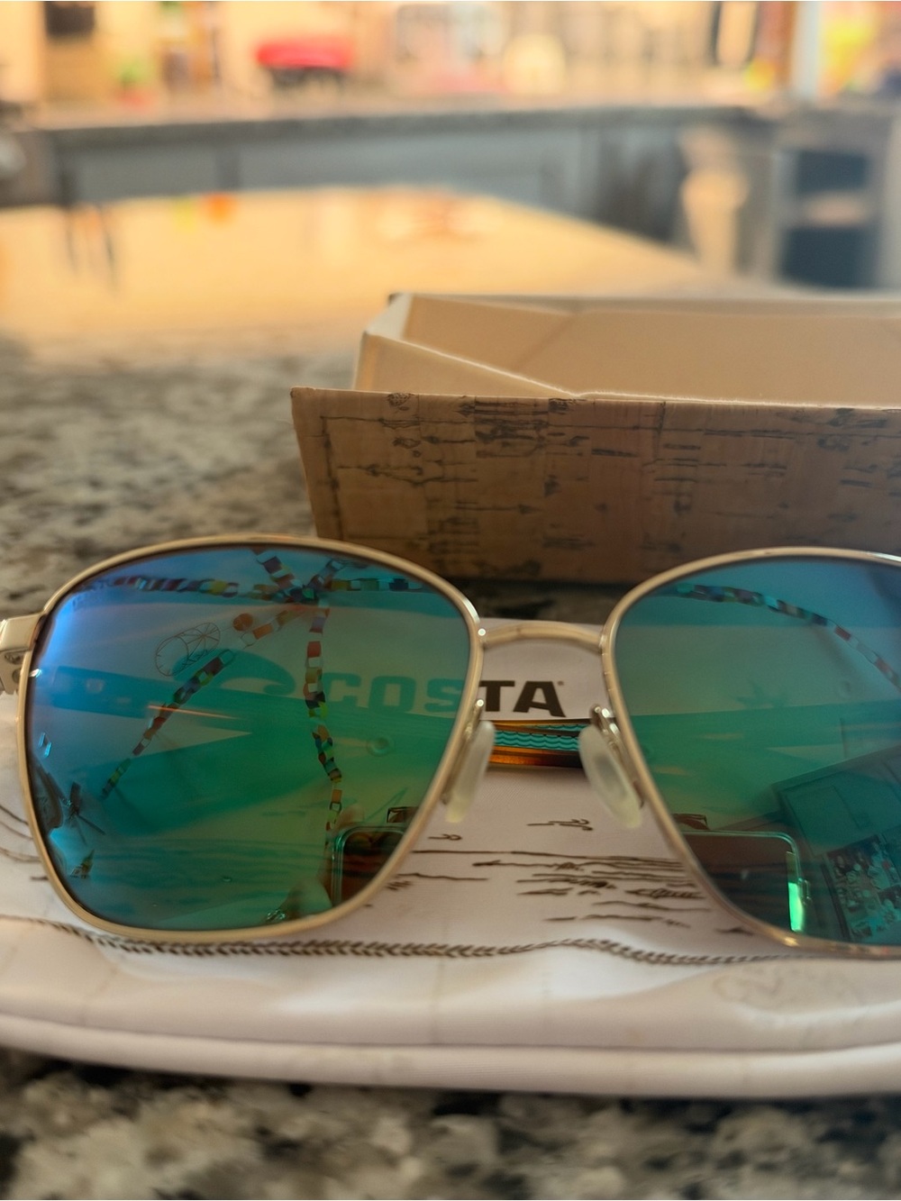 Costa Blue-Green Mirrored Aviator Sunglasses